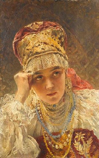 Konstantin Makovsky A young boyarina oil painting image
